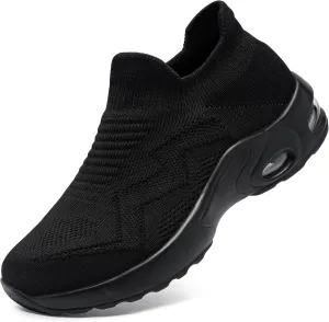 LARNMERN Steel Toe Sneakers for Women Slip On Safety Toe Work Shoes Air Cushion Walking Casual Shoes Lightweight Comfortable