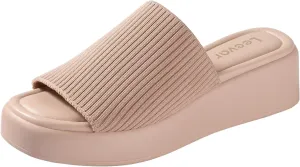 Leevar Nude White Black Platform Wedges Sandals for Women - Soft Memory Foam Padded Backless Slip On Comfy Square Open Toe Mules Summer Casual Flatform Platform Wedge Sandals Slides for Women