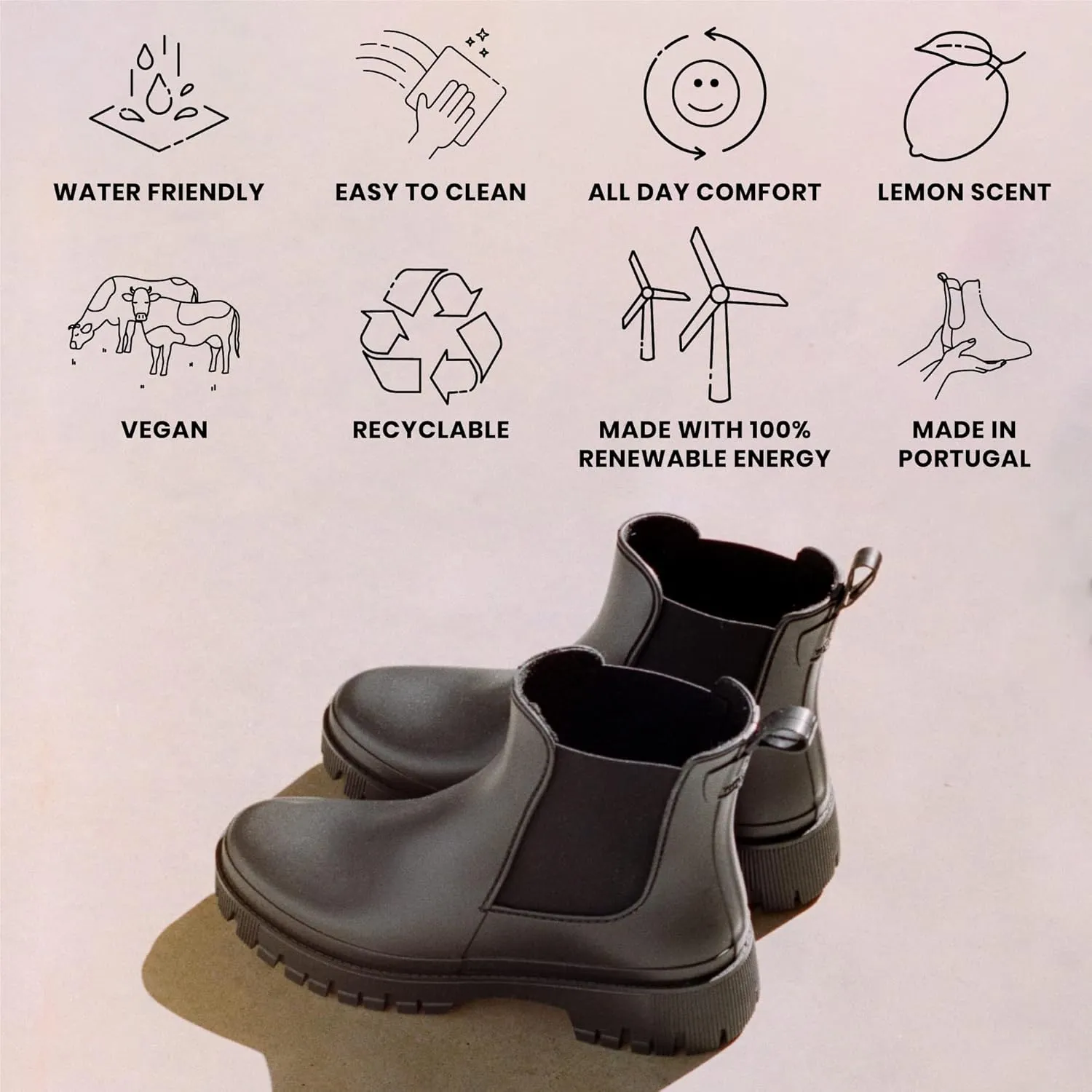 Lemon Jelly Short Rain Boots - Casual, Lemon-Scented Chelsea Boots - Water-Friendly Rain Shoes - Slip-On Ankle Platform Booties