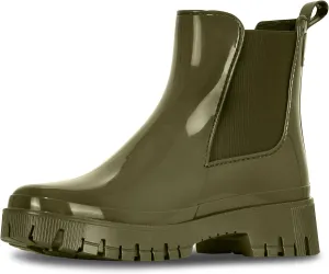 Lemon Jelly Short Rain Boots - Casual, Lemon-Scented Chelsea Boots - Water-Friendly Rain Shoes - Slip-On Ankle Platform Booties