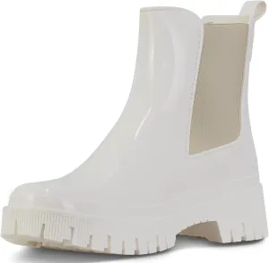 Lemon Jelly Short Rain Boots - Casual, Lemon-Scented Chelsea Boots - Water-Friendly Rain Shoes - Slip-On Ankle Platform Booties