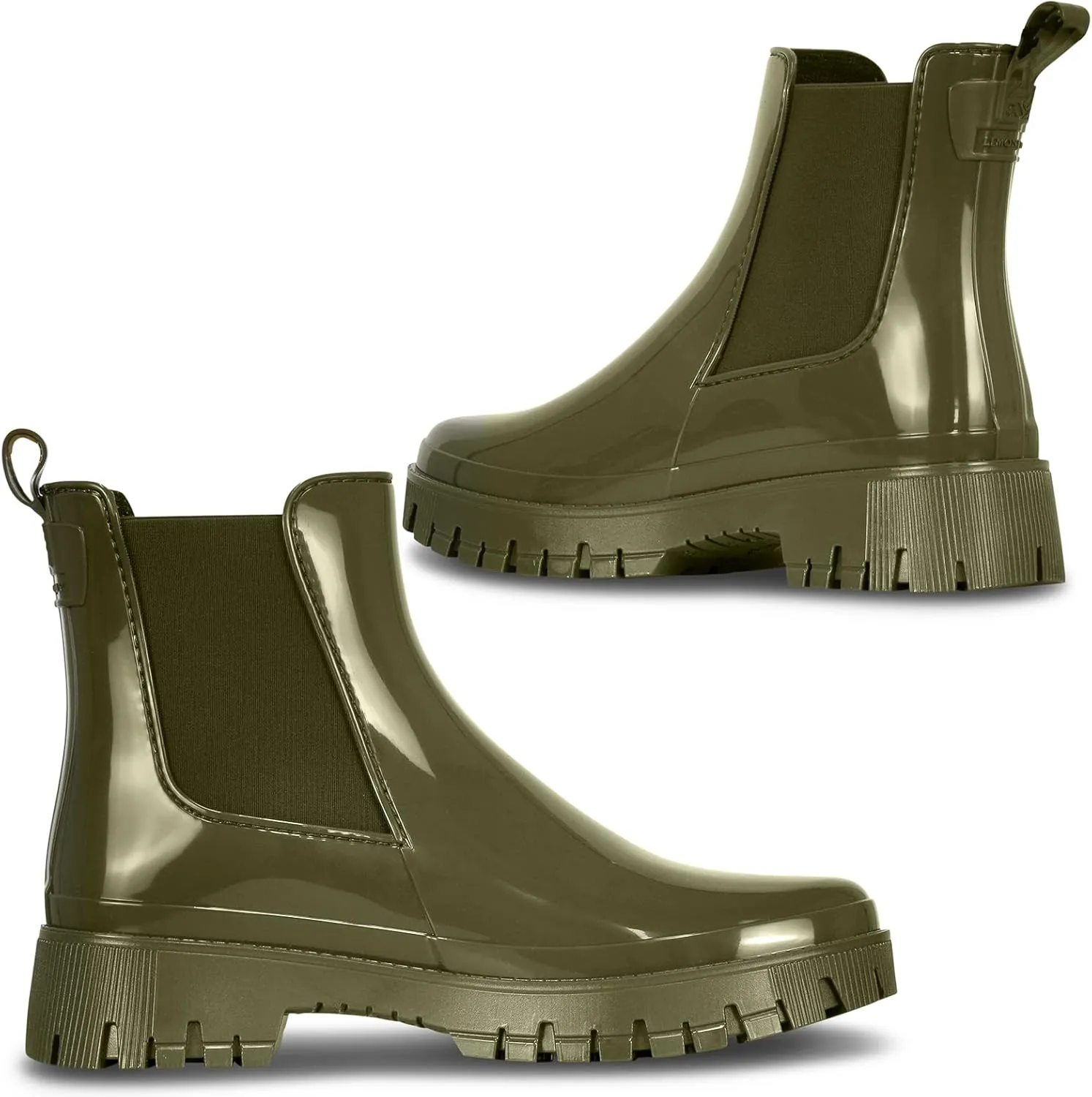 Lemon Jelly Short Rain Boots - Casual, Lemon-Scented Chelsea Boots - Water-Friendly Rain Shoes - Slip-On Ankle Platform Booties