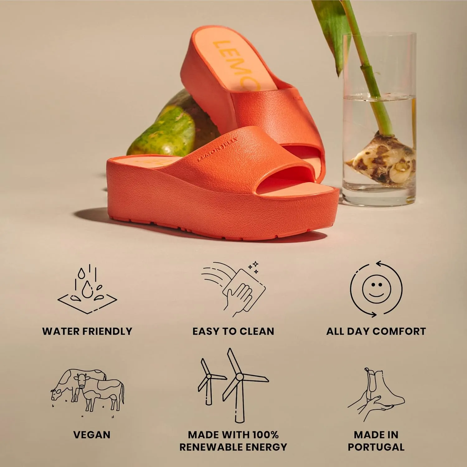 Lemon Jelly Women's Sunny Platform Sandals - Cute Water-Friendly Comfort Wedges for the Beach or Casual Wear - Super Lightweight Slip-On Flip Flops for Ladies