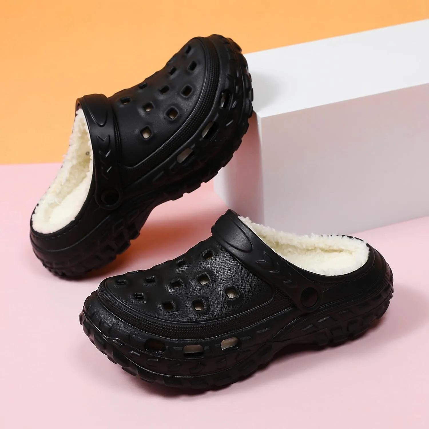 Lined Clogs Garden Shoes Kids Boys Girls Fuzzy Fur Lined Clogs Winter Warm House Home Bedroom Slippers Slip On Mules Indoor Outdoor - Non Slip Sole