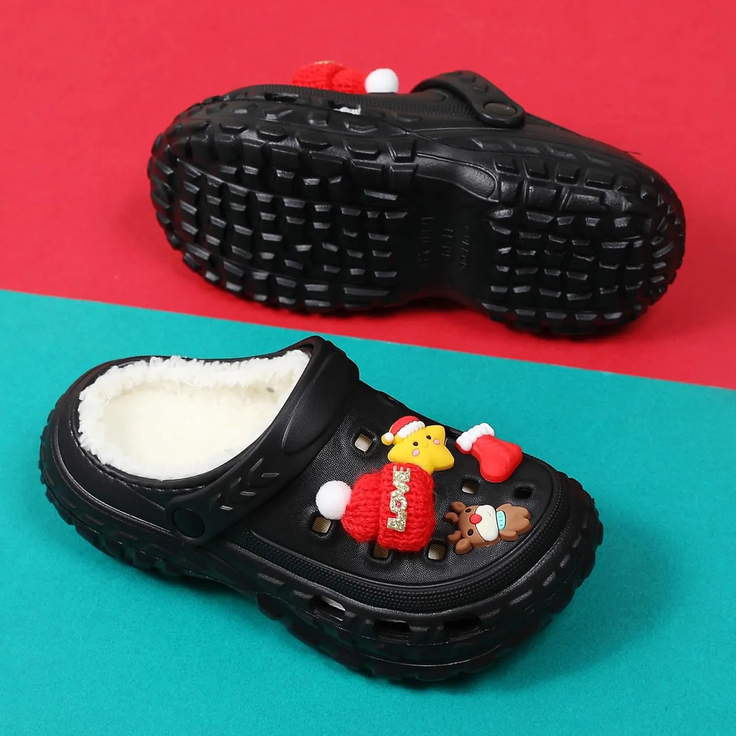 Lined Clogs Garden Shoes Kids Boys Girls Fuzzy Fur Lined Clogs Winter Warm House Home Bedroom Slippers Slip On Mules Indoor Outdoor - Non Slip Sole