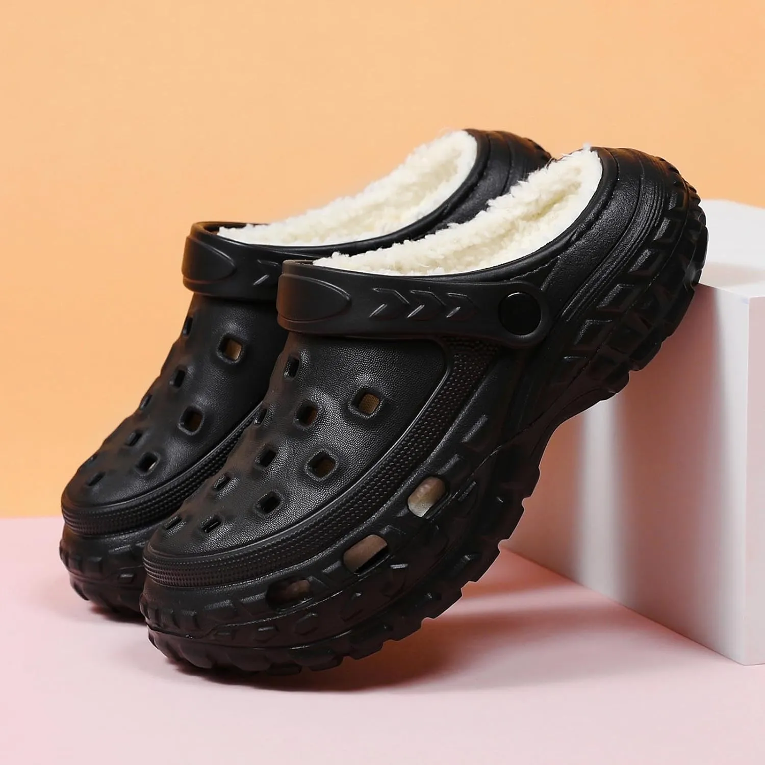 Lined Clogs Garden Shoes Kids Boys Girls Fuzzy Fur Lined Clogs Winter Warm House Home Bedroom Slippers Slip On Mules Indoor Outdoor - Non Slip Sole