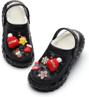 Lined Clogs Garden Shoes Kids Boys Girls Fuzzy Fur Lined Clogs Winter Warm House Home Bedroom Slippers Slip On Mules Indoor Outdoor - Non Slip Sole