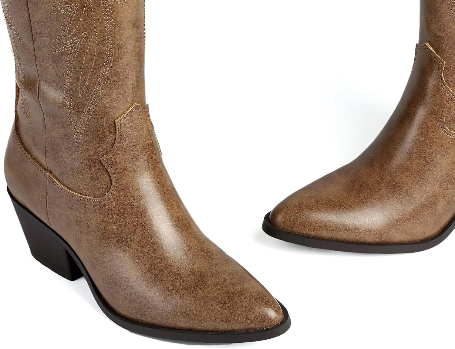 LISYIIZ Westen Cowboy Boots for Women Knee High Pointed Toe Tall Cowgirl Boots with Zip Retro Embroidered Block Heel for Girls Ladies Fall Winter