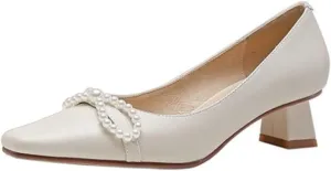 Loafers for Women Designer Genuine Leather Bow Tie Shallow Pumps for Women Elegant Dress Party Wedding Shoes in Beige and Red
