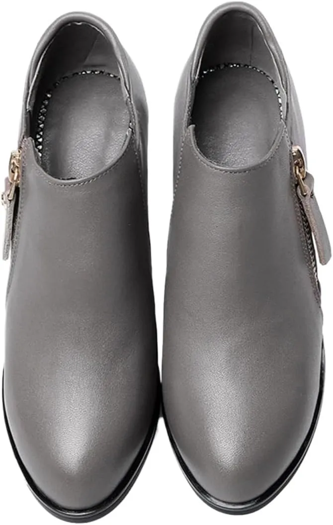Loafers for Women Genuine Leather Women's Autumn Deep Mouth Flats Cowhide Thick Sole Dress Shoes
