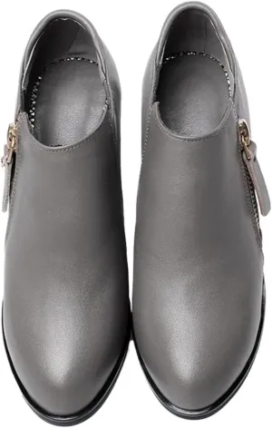 Loafers for Women Genuine Leather Women's Autumn Deep Mouth Flats Cowhide Thick Sole Dress Shoes