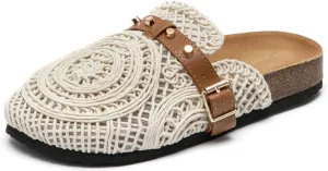 Lryweisy Women Weave Sandals Comfortable Flats Crochet Clogs with Arch Support Footwear