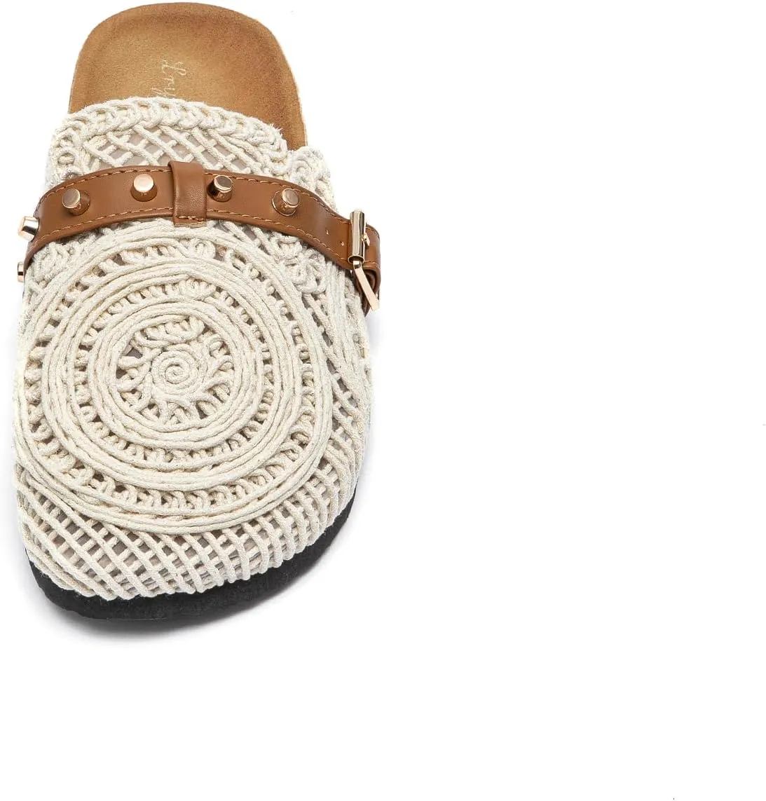 Lryweisy Women Weave Sandals Comfortable Flats Crochet Clogs with Arch Support Footwear
