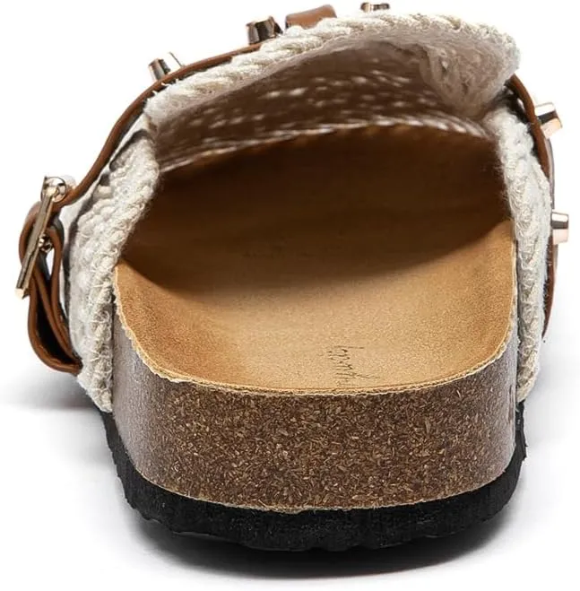 Lryweisy Women Weave Sandals Comfortable Flats Crochet Clogs with Arch Support Footwear