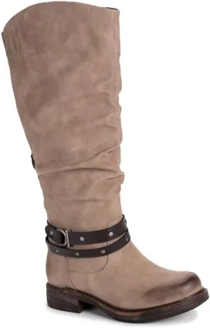 LUKEES by MUK LUKS womens Lukees Muk Luks® Women's Logger Victoria Fashion Boot, Stone, 6 US