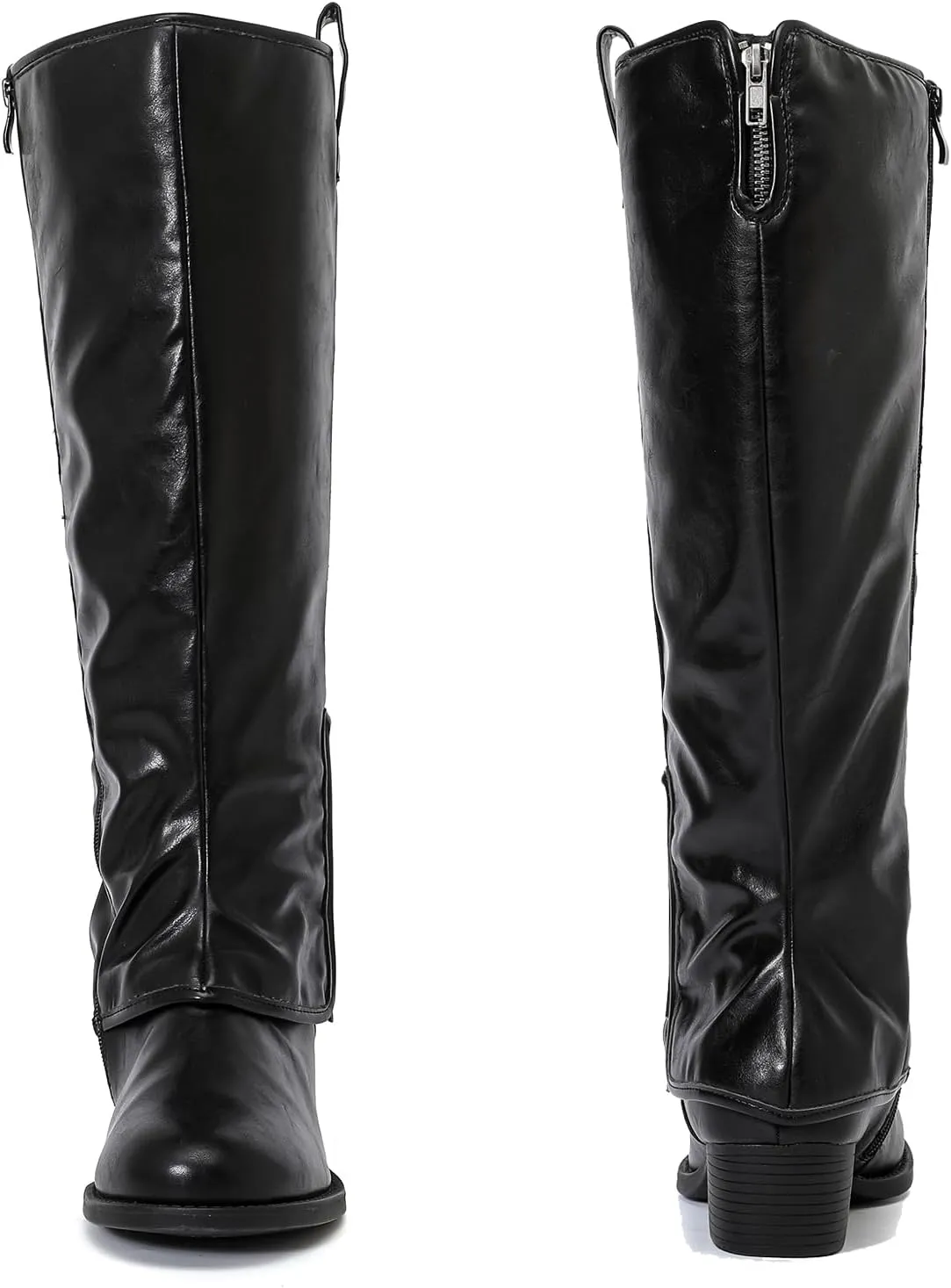 Luoika Women's Extra Wide Calf Cowboy Knee High Boots, Wide Width Cowgirl Slouchy Boots.