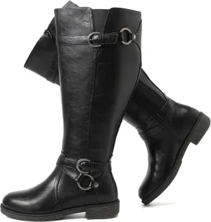 Luoika Women's Extra Wide Calf Cowboy Knee High Boots, Wide Width Cowgirl Slouchy Boots.