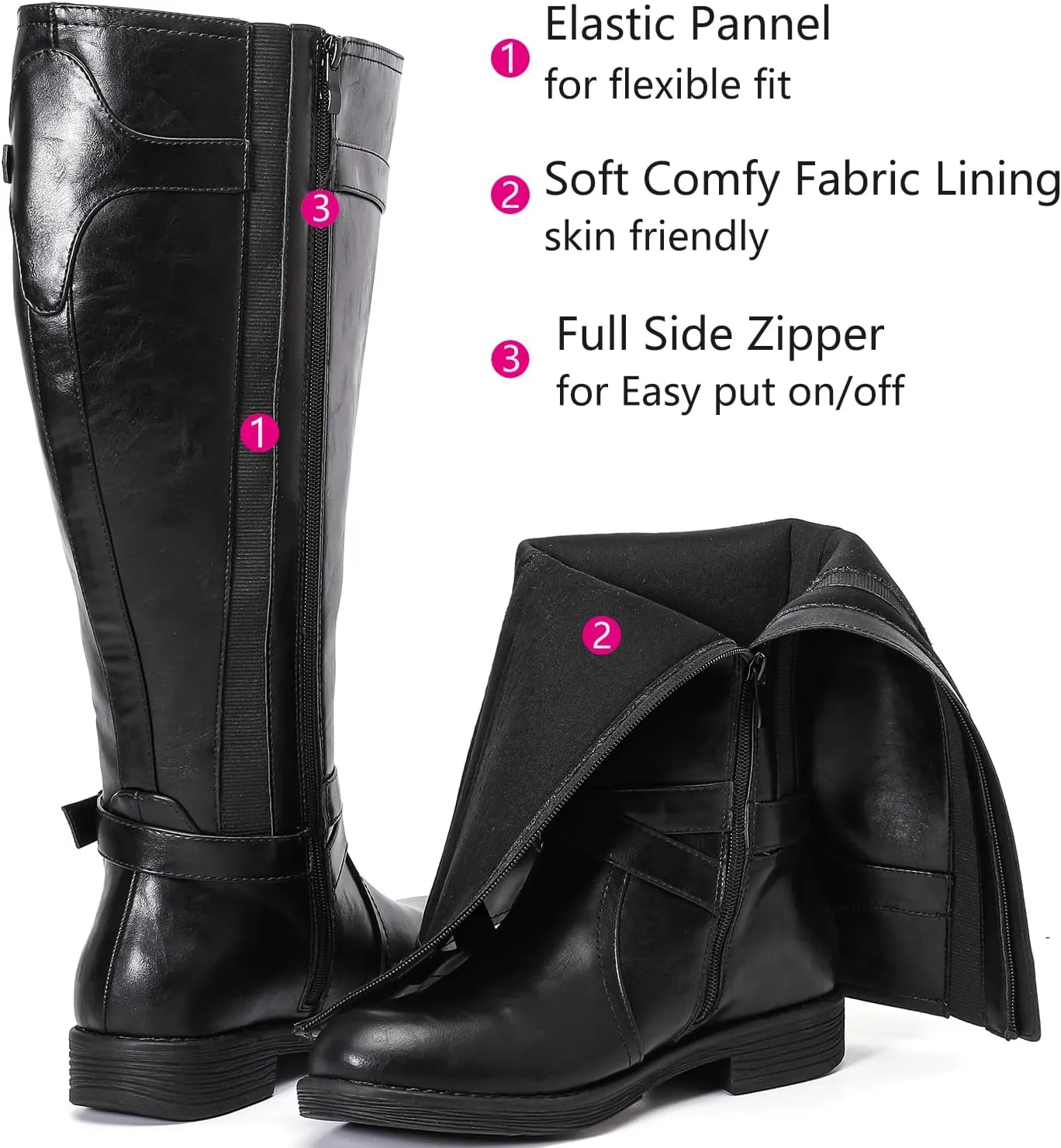 Luoika Women's Extra Wide Calf Cowboy Knee High Boots, Wide Width Cowgirl Slouchy Boots.