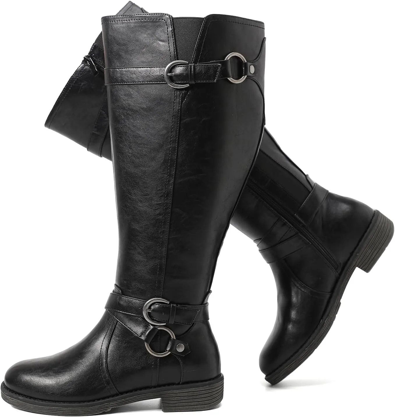 Luoika Women's Extra Wide Calf Cowboy Knee High Boots, Wide Width Cowgirl Slouchy Boots.