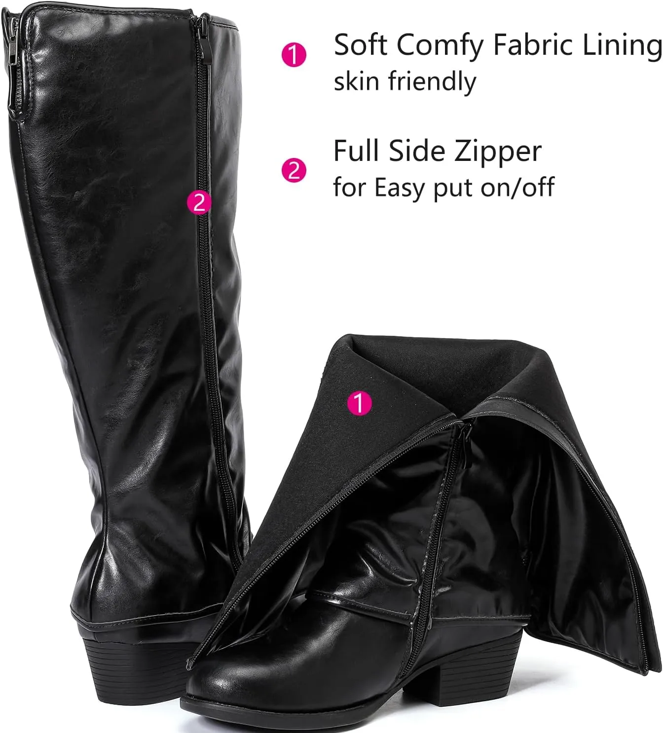 Luoika Women's Extra Wide Calf Cowboy Knee High Boots, Wide Width Cowgirl Slouchy Boots.