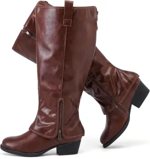 Luoika Women's Extra Wide Calf Cowboy Knee High Boots, Wide Width Cowgirl Slouchy Boots.