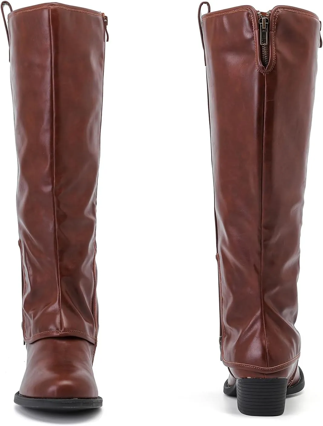 Luoika Women's Extra Wide Calf Cowboy Knee High Boots, Wide Width Cowgirl Slouchy Boots.