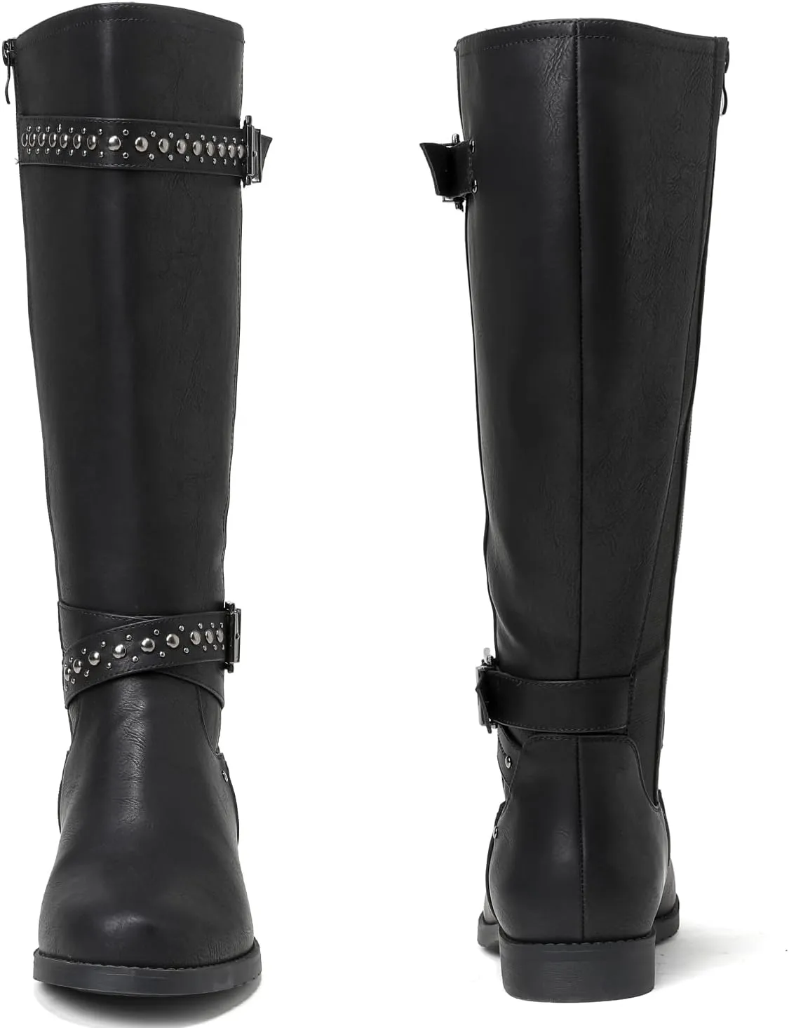 Luoika Women's Extra Wide Calf Knee High Boots, Chunky Low Heel Plus Size Boots Motocycle Ridding Boots.