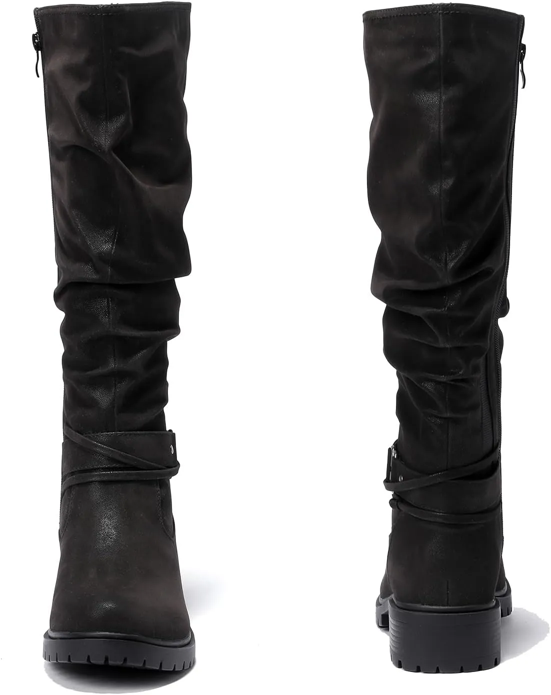 Luoika Women's Extra Wide Calf Knee High Boots, Plus Size Slouchy Knee-High Boots Wide Width Low Heel Winter Boots.