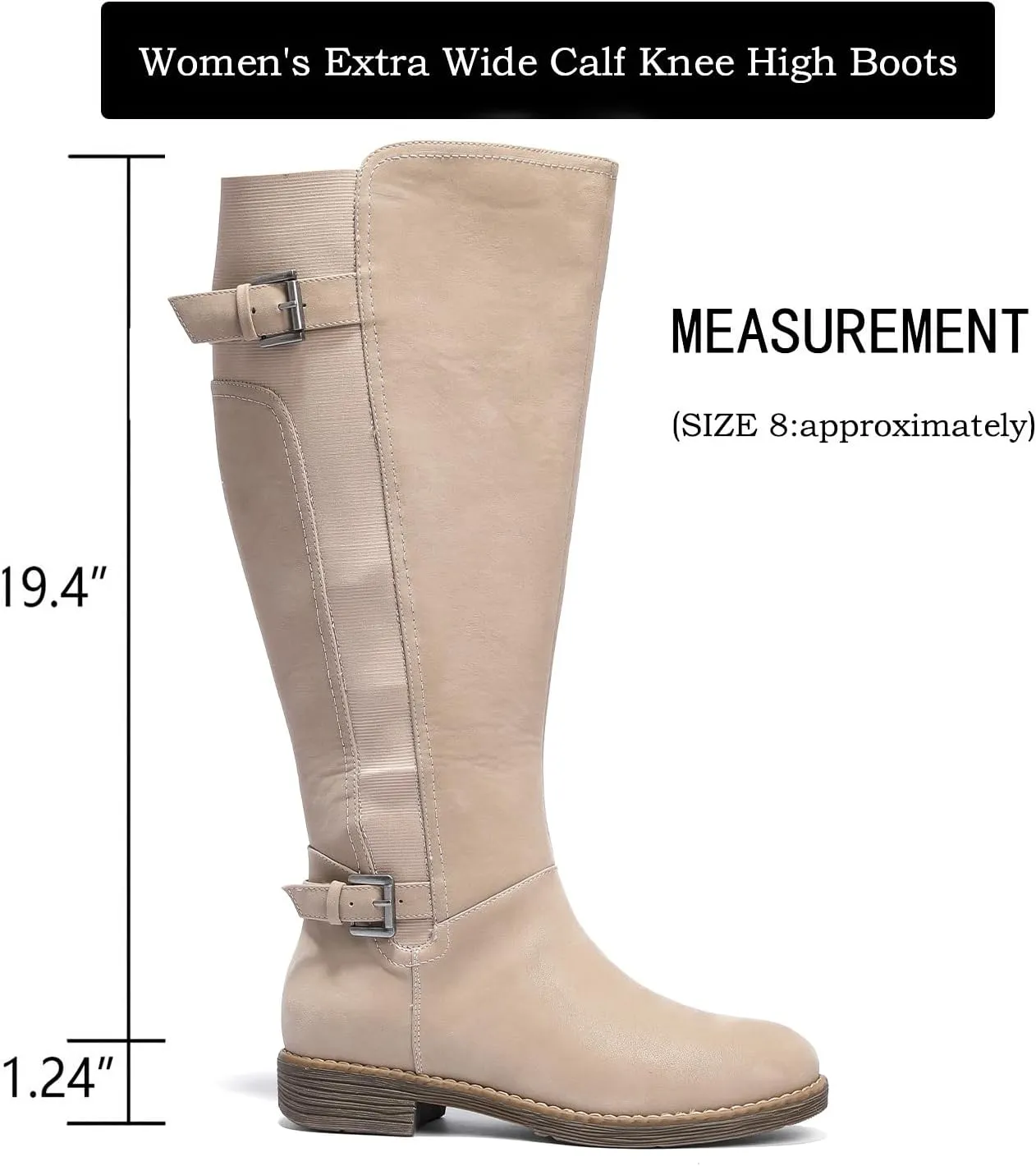 Luoika Women's Extra Wide Calf Knee High Boots, Plus Size Wide Width Knee-High Boots Winter Fall Low Heel Ridding Boots.