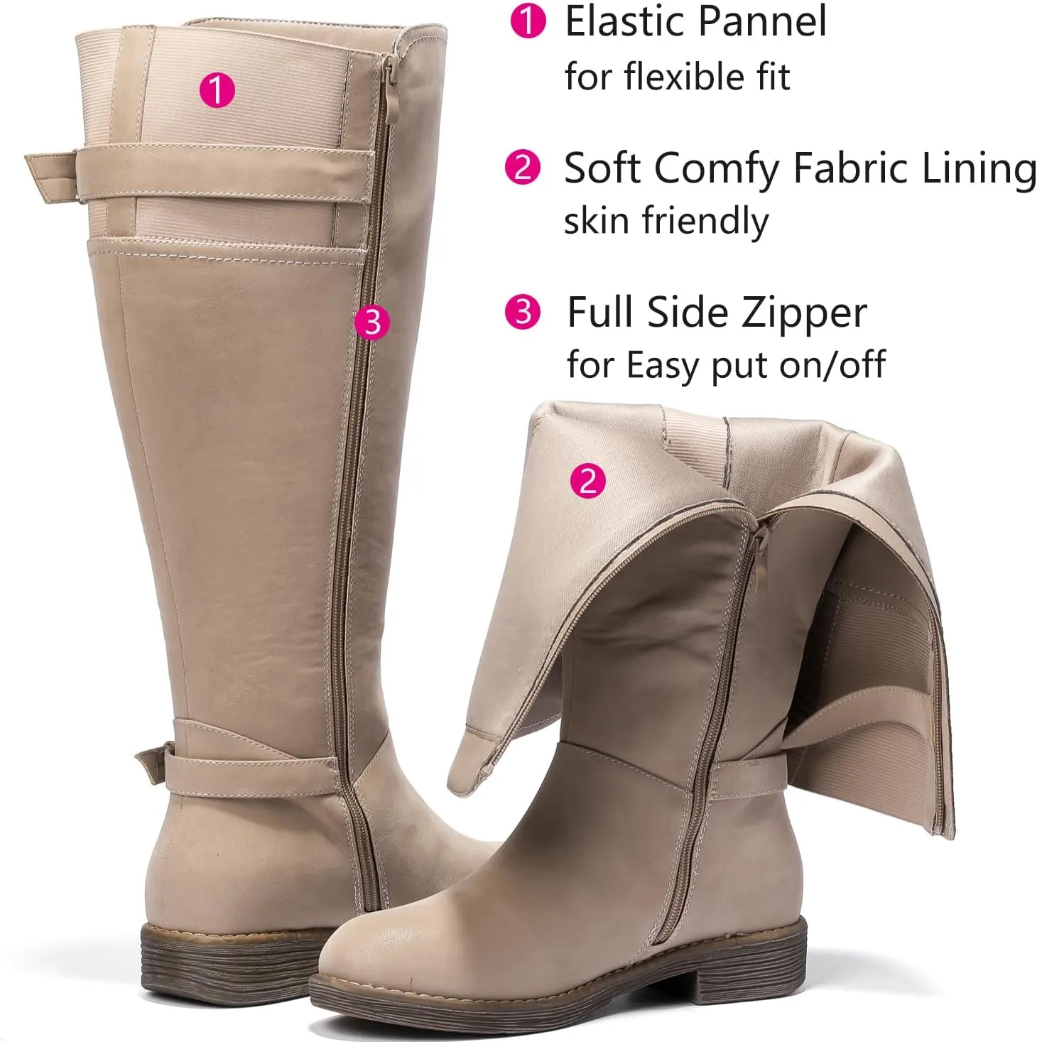 Luoika Women's Extra Wide Calf Knee High Boots, Plus Size Wide Width Knee-High Boots Winter Fall Low Heel Ridding Boots.