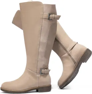 Luoika Women's Extra Wide Calf Knee High Boots, Plus Size Wide Width Knee-High Boots Winter Fall Low Heel Ridding Boots.