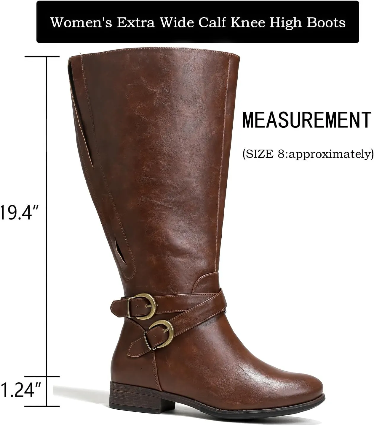 Luoika Women's Extra Wide Calf Knee High Boots, Wide Width Plus Size Knee-High Boots Low Heel Fashion Winter Boots.