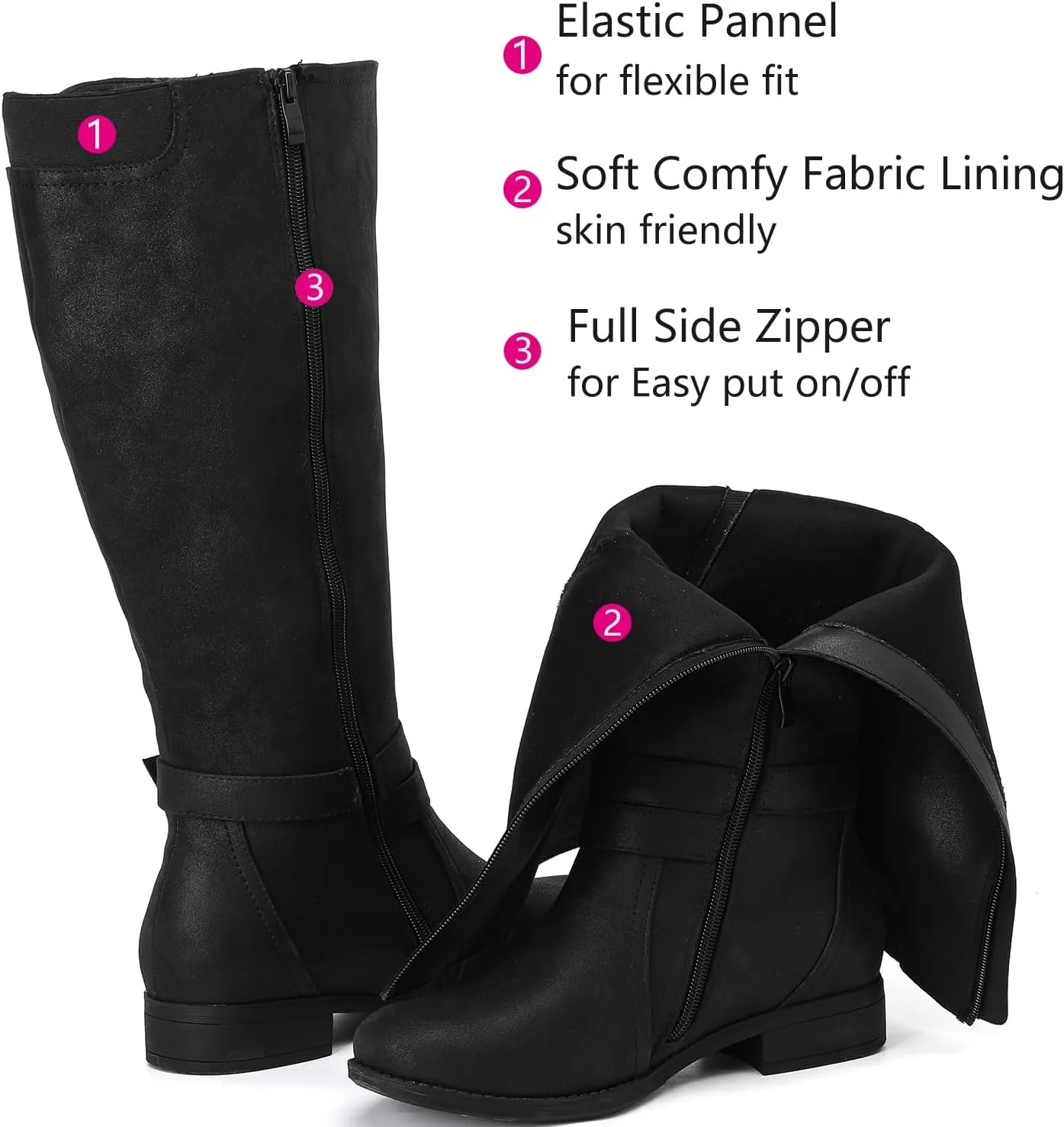 Luoika Women's Extra Wide Calf Knee High Boots, Wide Width Plus Size Knee-High Boots Low Heel Fashion Winter Boots.