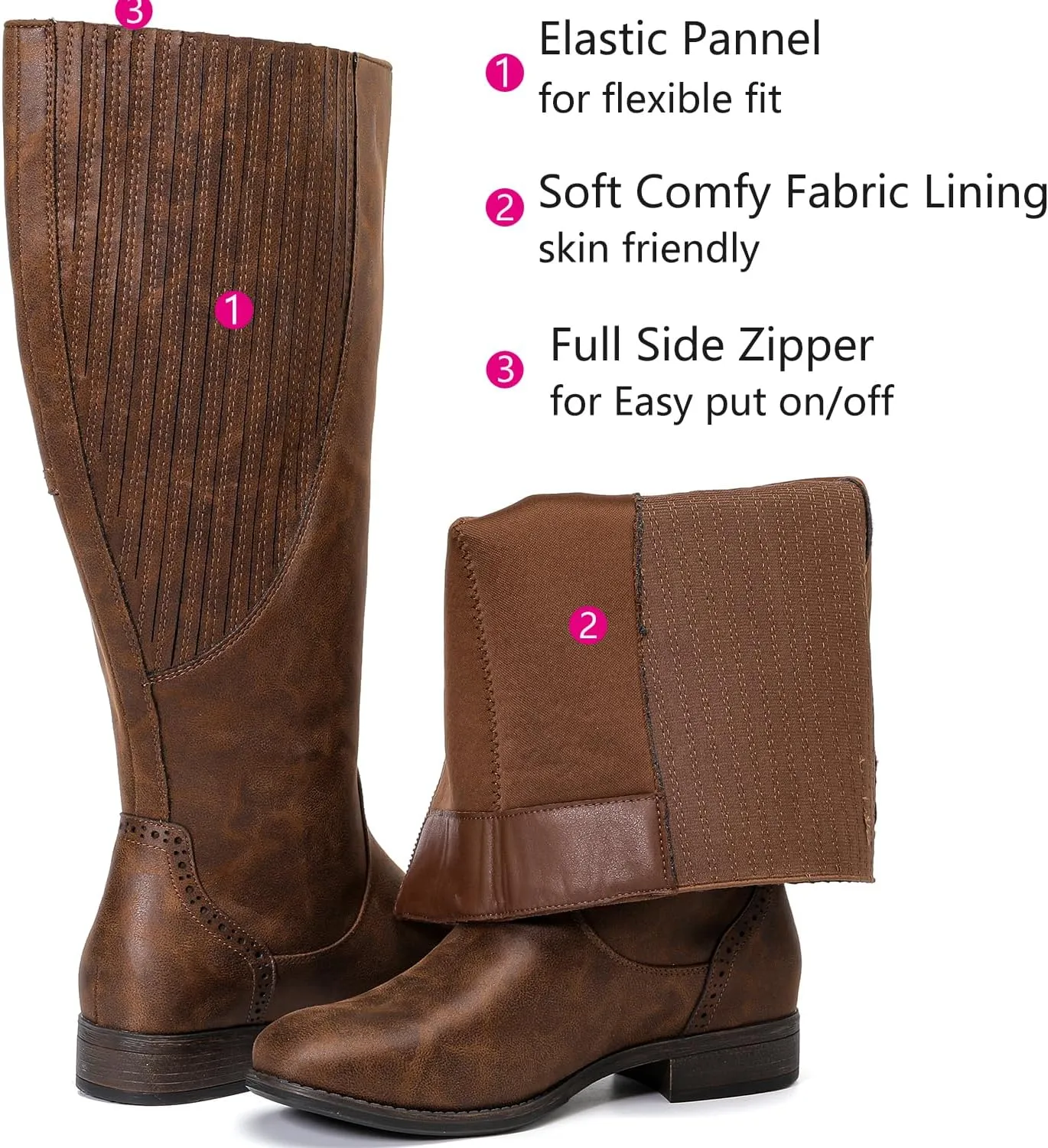 Luoika Women's Extra Wide Calf Knee High Boots, Wide Width Plus Size Knee-High Boots Low Heel Fashion Winter Boots.
