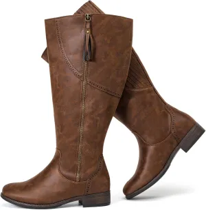 Luoika Women's Extra Wide Calf Knee High Boots, Wide Width Plus Size Knee-High Boots Low Heel Fashion Winter Boots.