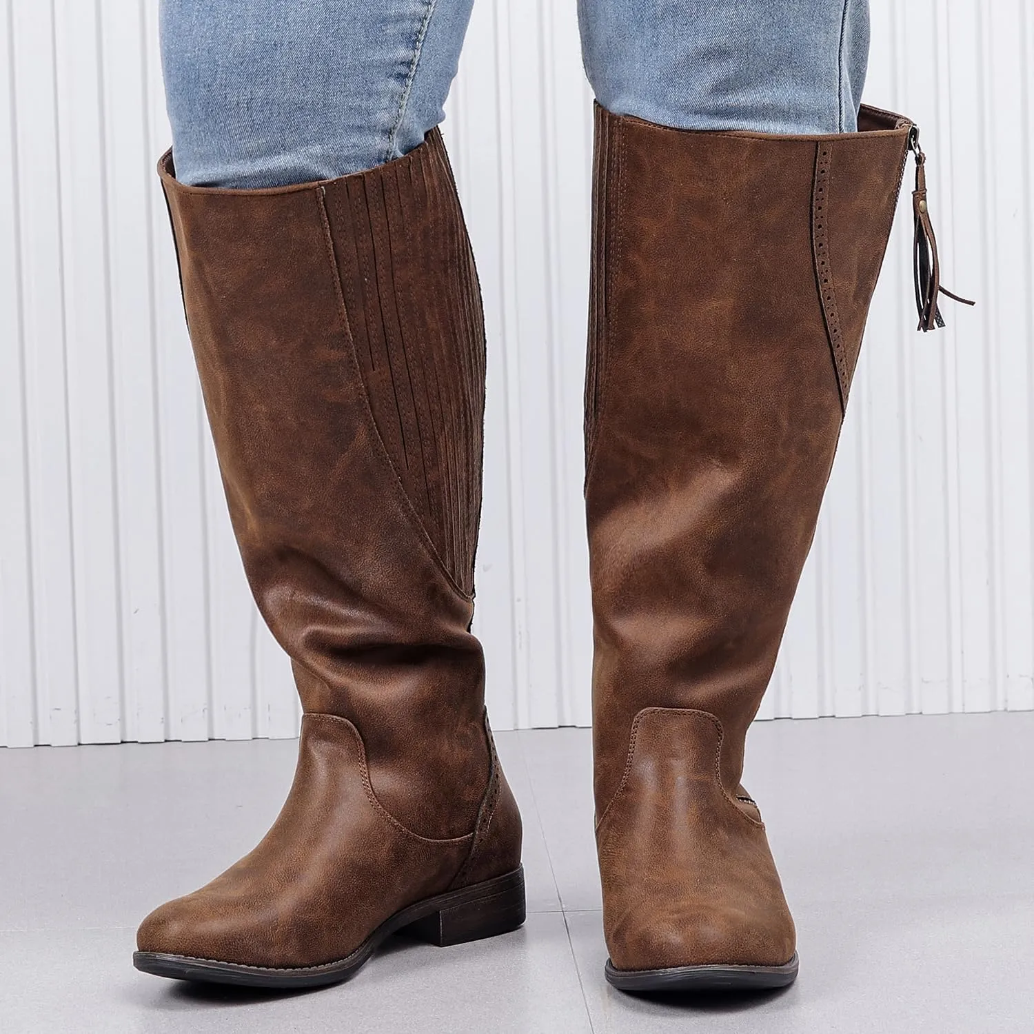 Luoika Women's Extra Wide Calf Knee High Boots, Wide Width Plus Size Knee-High Boots Low Heel Fashion Winter Boots.