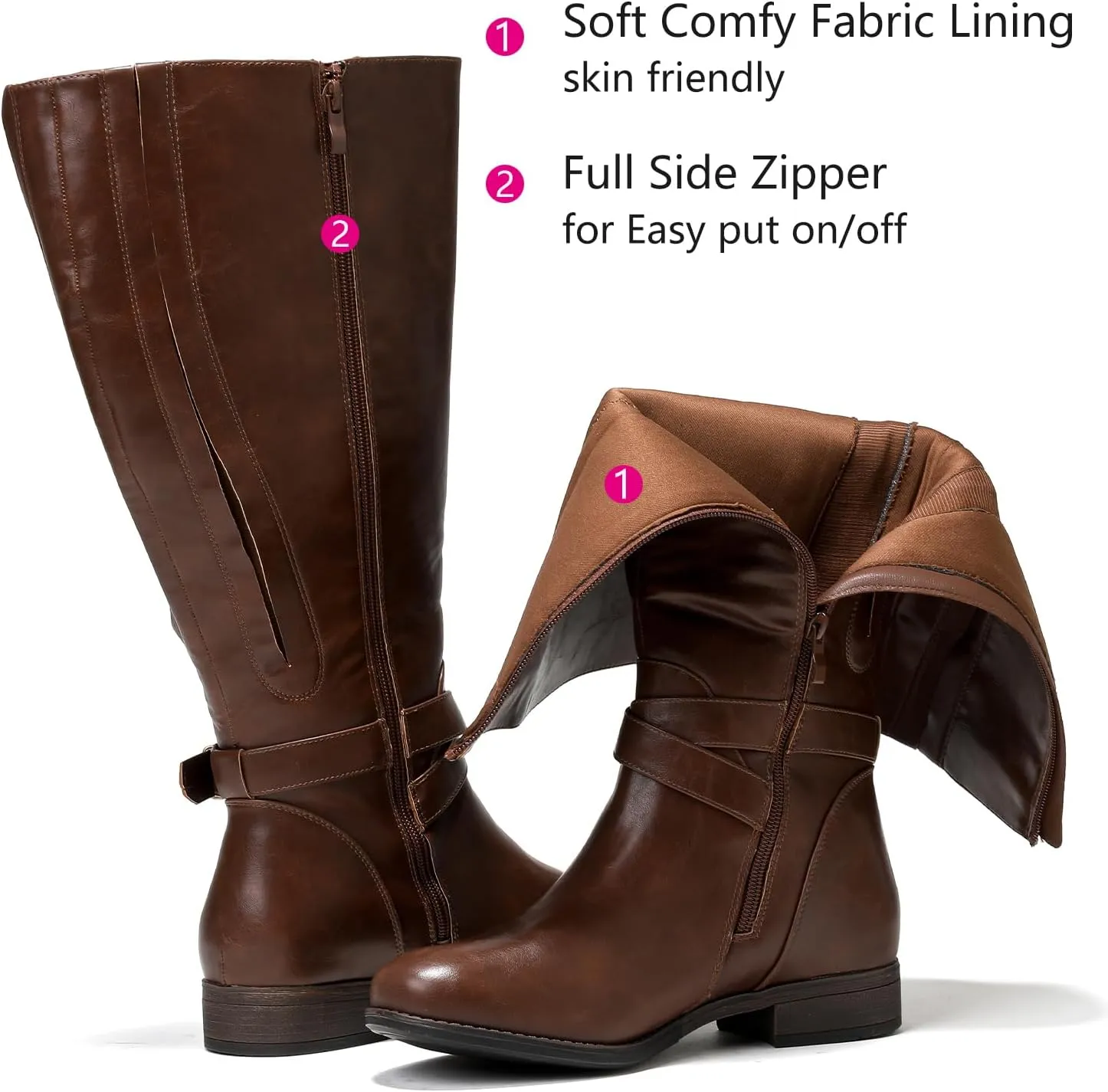 Luoika Women's Extra Wide Calf Knee High Boots, Wide Width Plus Size Knee-High Boots Low Heel Fashion Winter Boots.