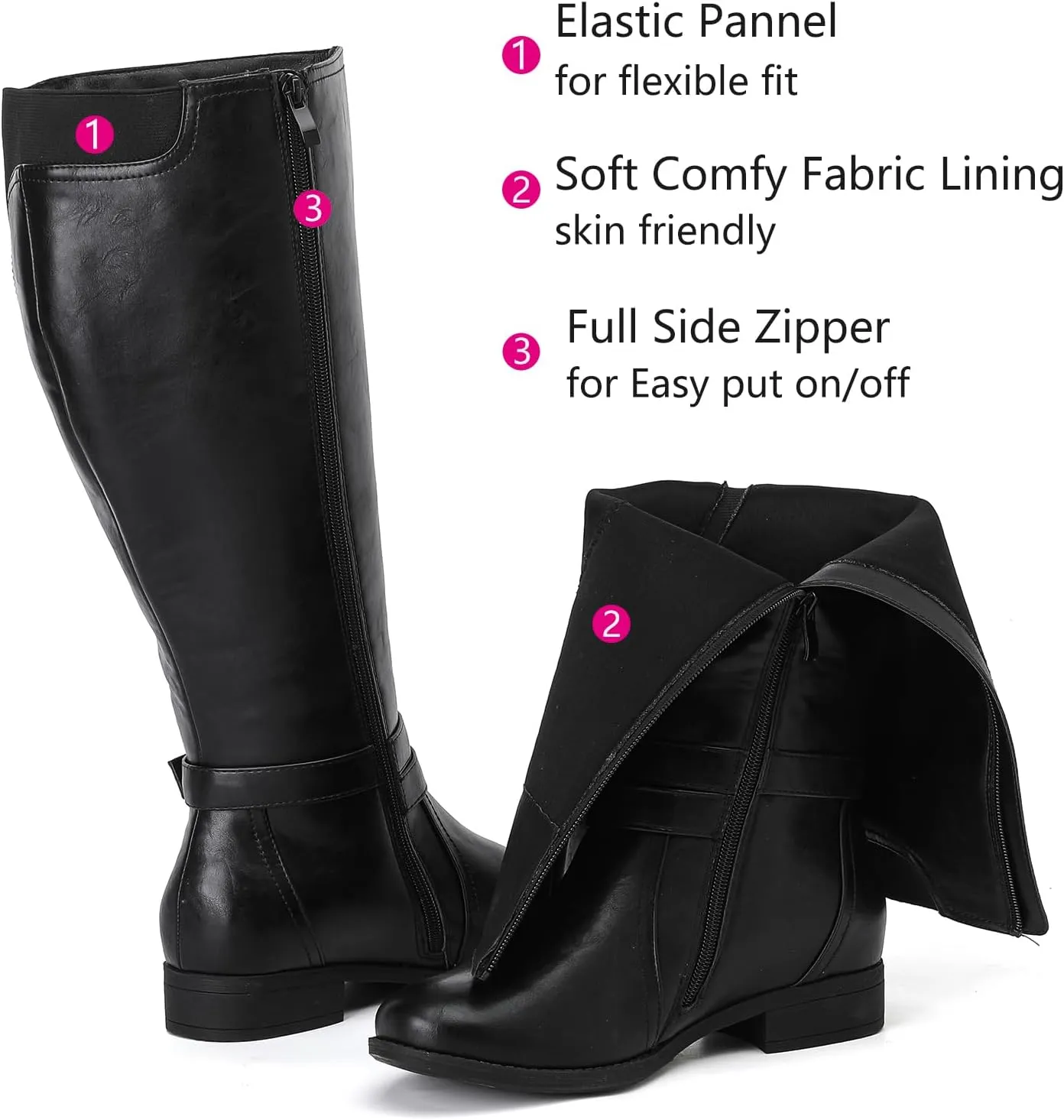 Luoika Women's Extra Wide Calf Knee High Boots, Wide Width Plus Size Knee-High Boots Low Heel Fashion Winter Boots.