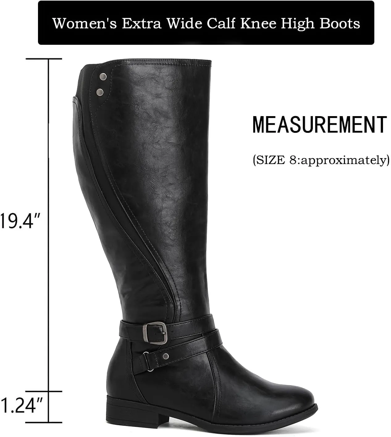 Luoika Women's Extra Wide Calf Knee High Boots, Wide Width Plus Size Knee-High Boots Low Heel Fashion Winter Boots.