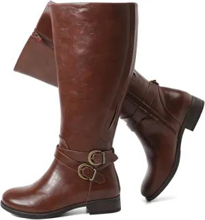 Luoika Women's Extra Wide Calf Knee High Boots, Wide Width Plus Size Knee-High Boots Low Heel Fashion Winter Boots.