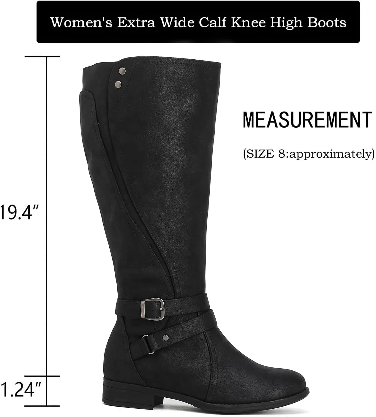 Luoika Women's Extra Wide Calf Knee High Boots, Wide Width Plus Size Knee-High Boots Low Heel Fashion Winter Boots.