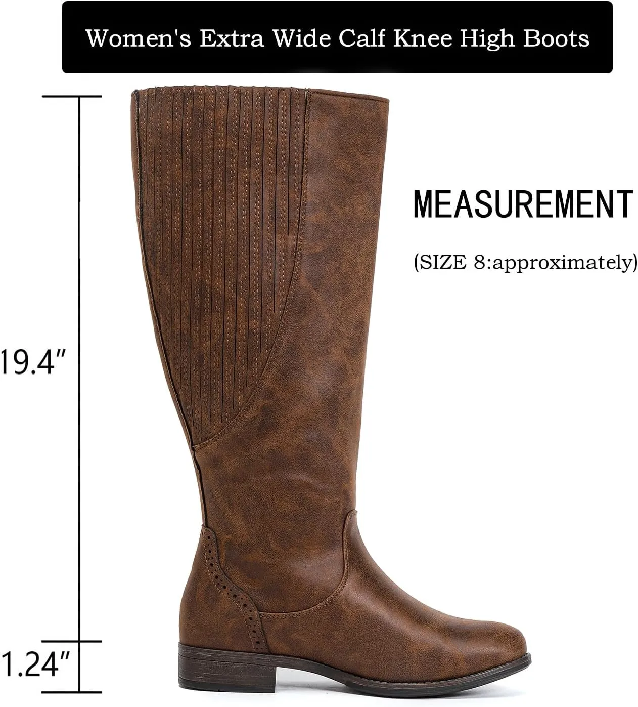 Luoika Women's Extra Wide Calf Knee High Boots, Wide Width Plus Size Knee-High Boots Low Heel Fashion Winter Boots.
