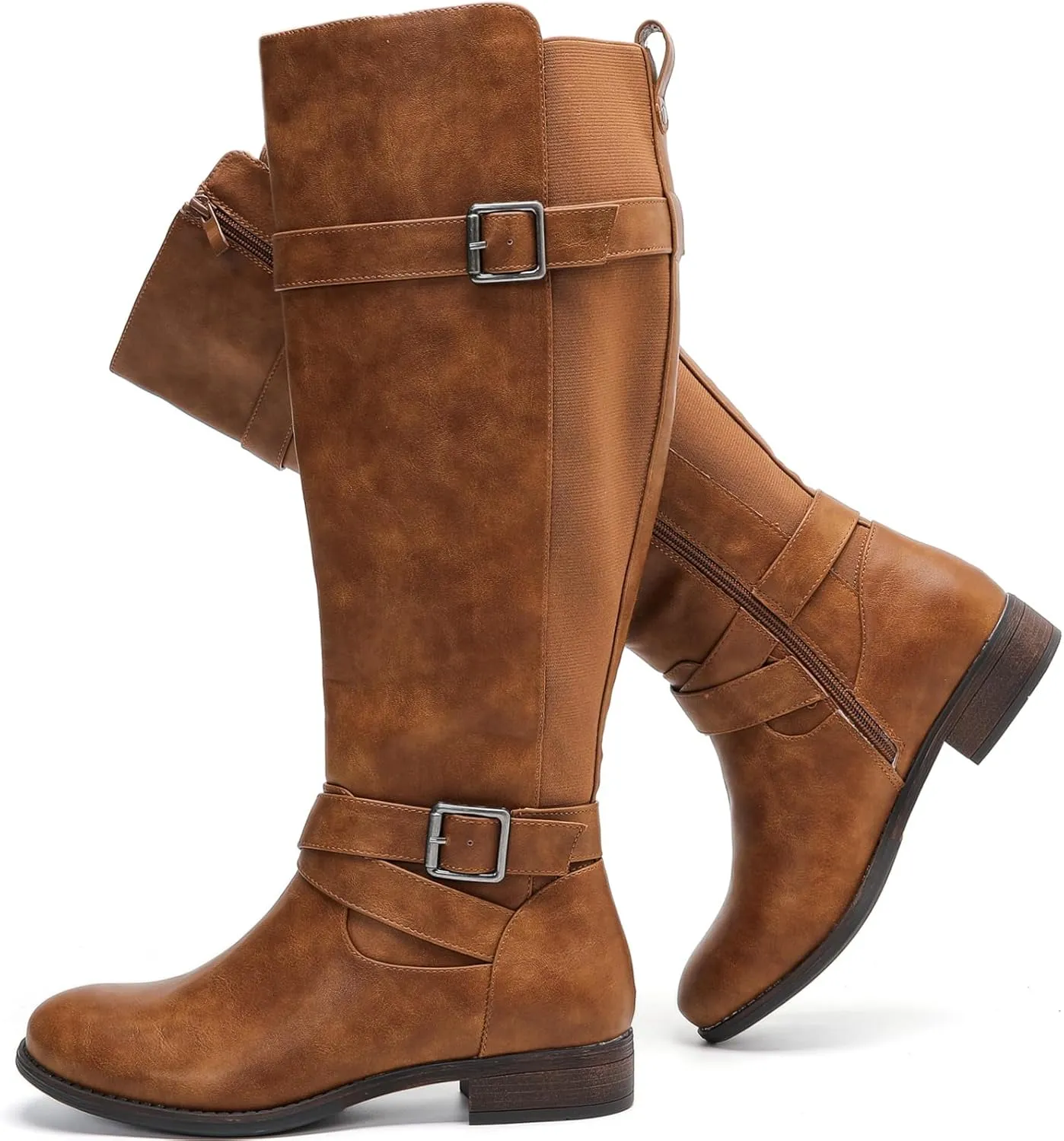 Luoika Women's Extra Wide Calf Knee High Boots, Wide Width Round-Toe Blocked Heel Winter Tall Boots.