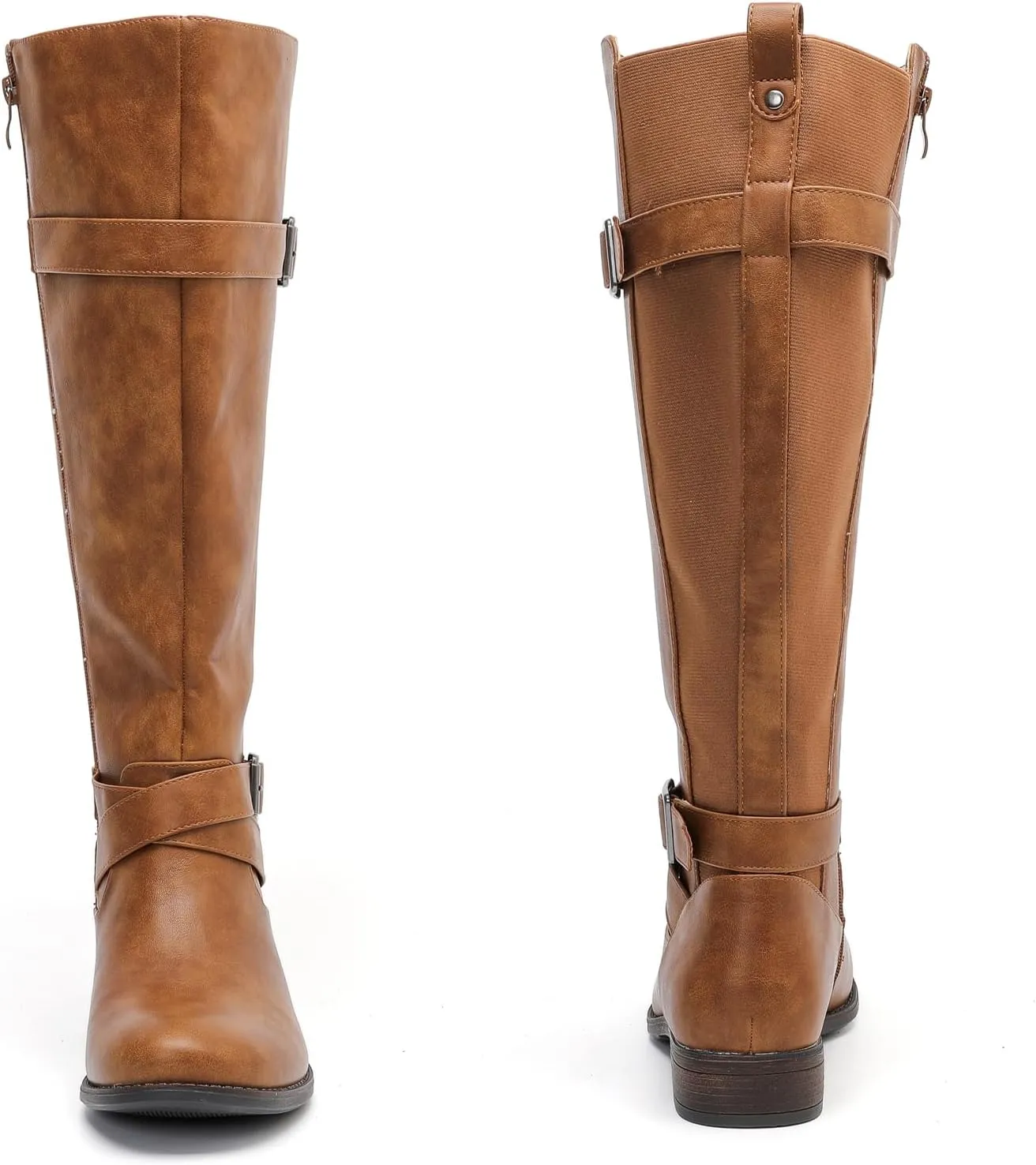 Luoika Women's Extra Wide Calf Knee High Boots, Wide Width Round-Toe Blocked Heel Winter Tall Boots.