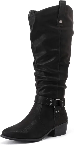 Luoika Women's Extra Wide Calf Knee High Boots, Wide Width Slouchy Knee-High Boots.