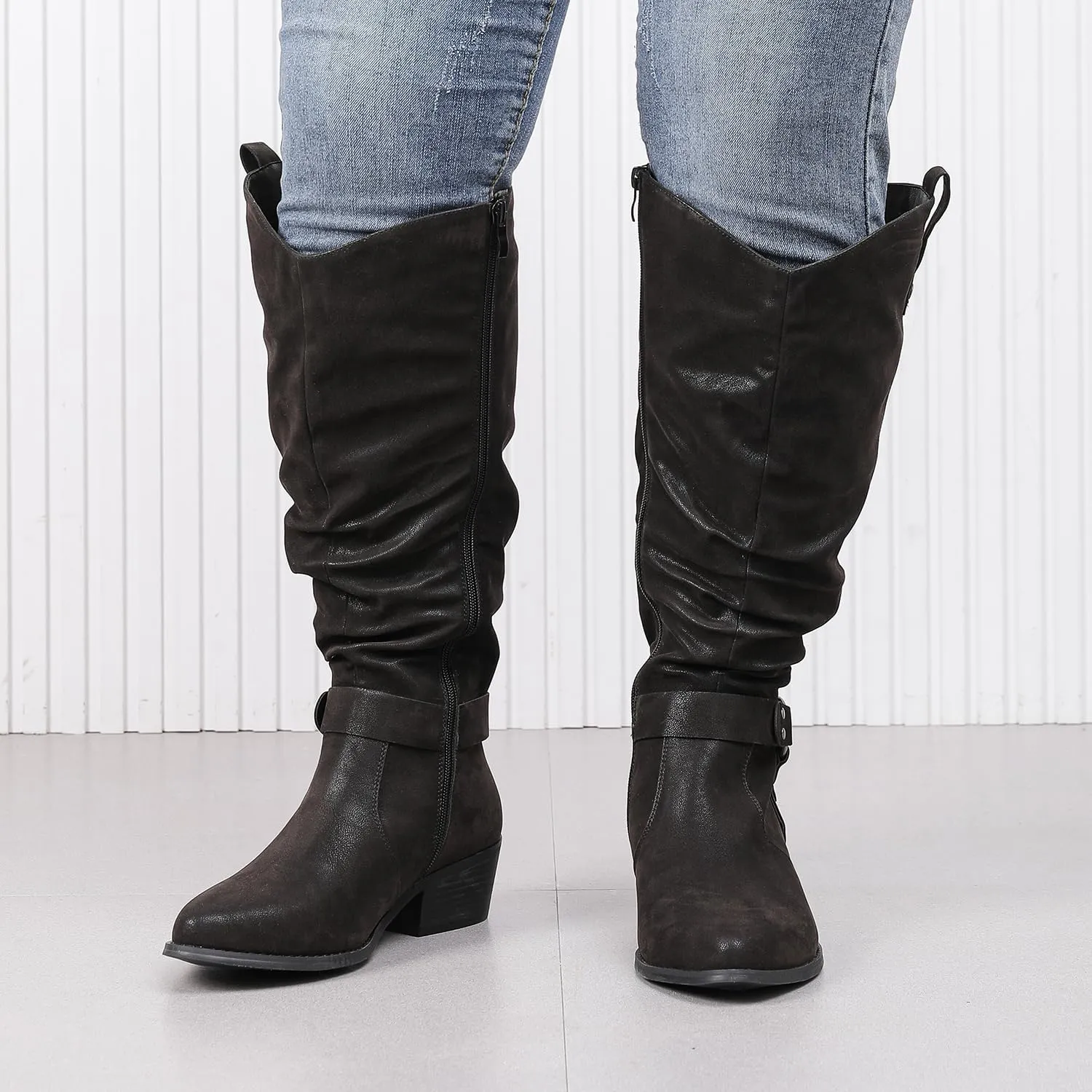 Luoika Women's Extra Wide Calf Knee High Boots, Wide Width Slouchy Knee-High Boots.
