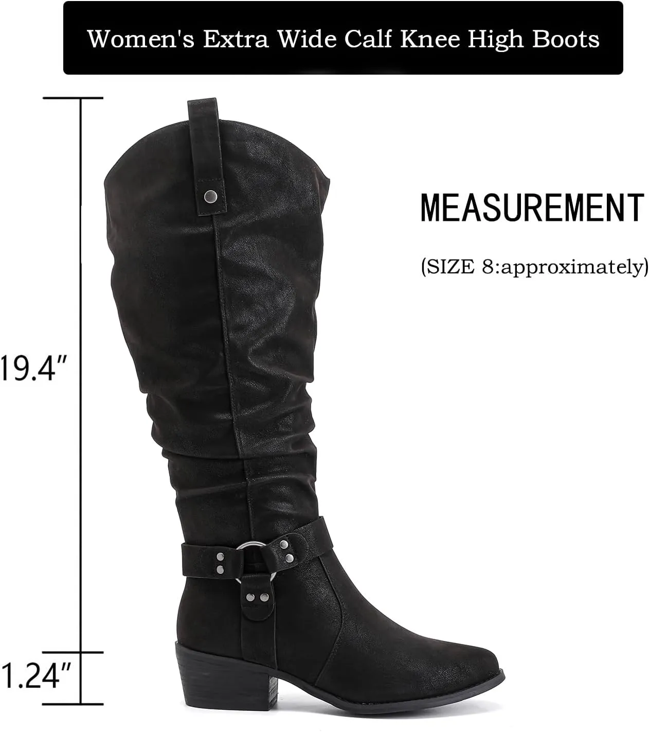 Luoika Women's Extra Wide Calf Knee High Boots, Wide Width Slouchy Knee-High Boots.