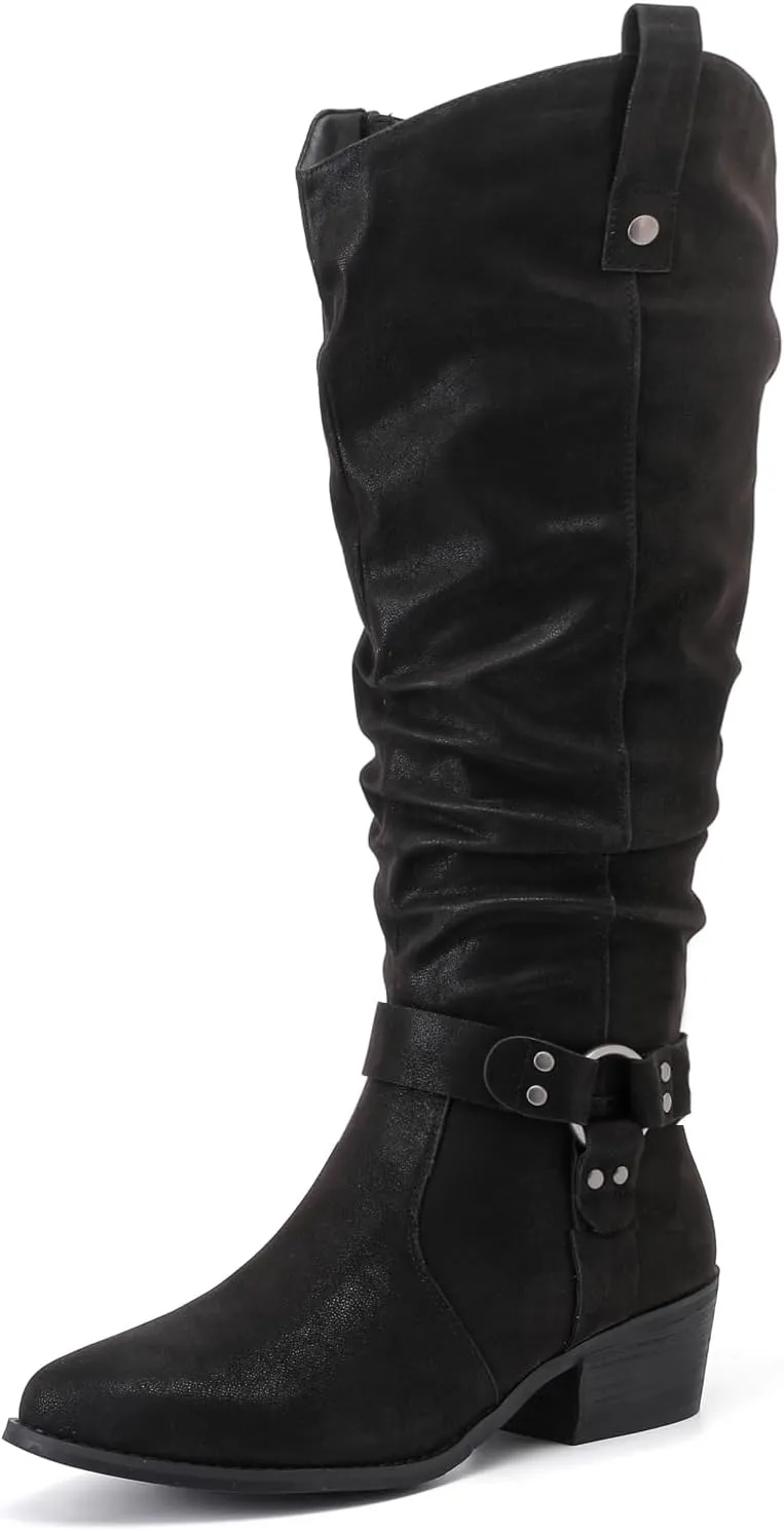 Luoika Women's Extra Wide Calf Knee High Boots, Wide Width Slouchy Knee-High Boots.