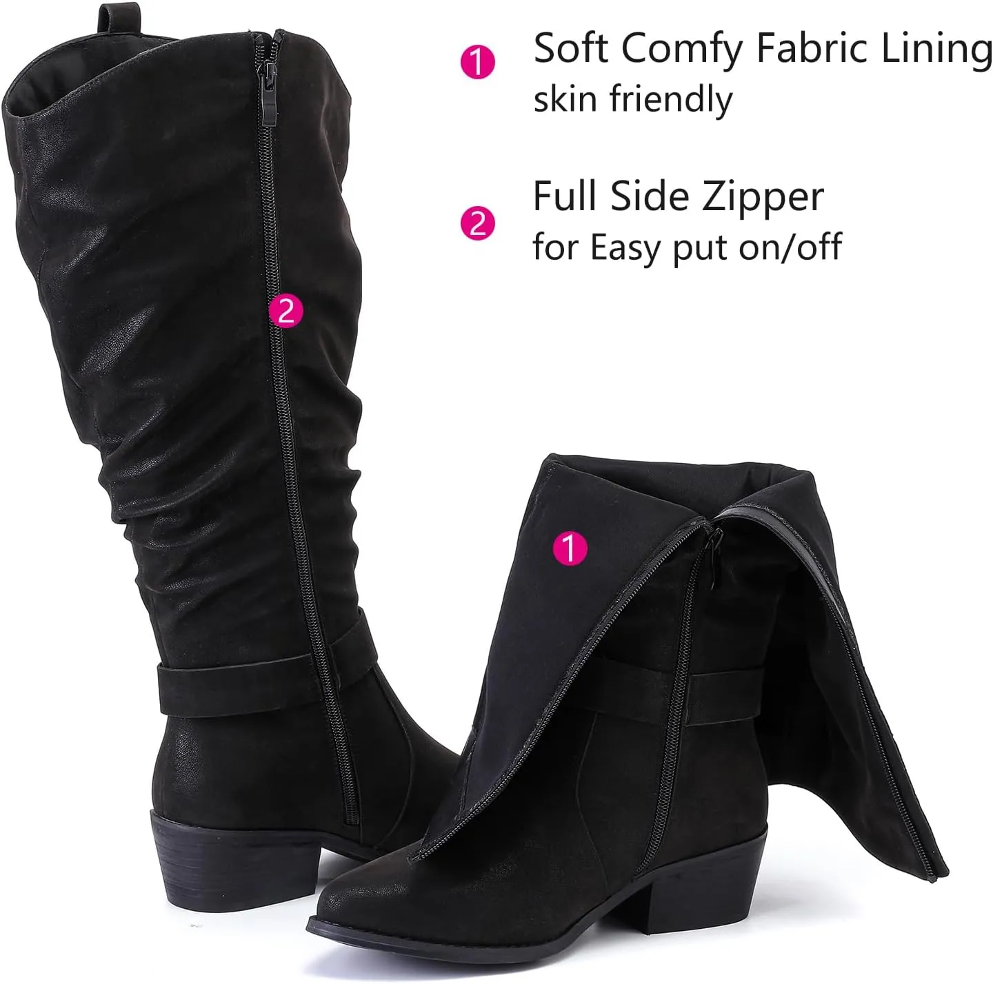Luoika Women's Extra Wide Calf Knee High Boots, Wide Width Slouchy Knee-High Boots.