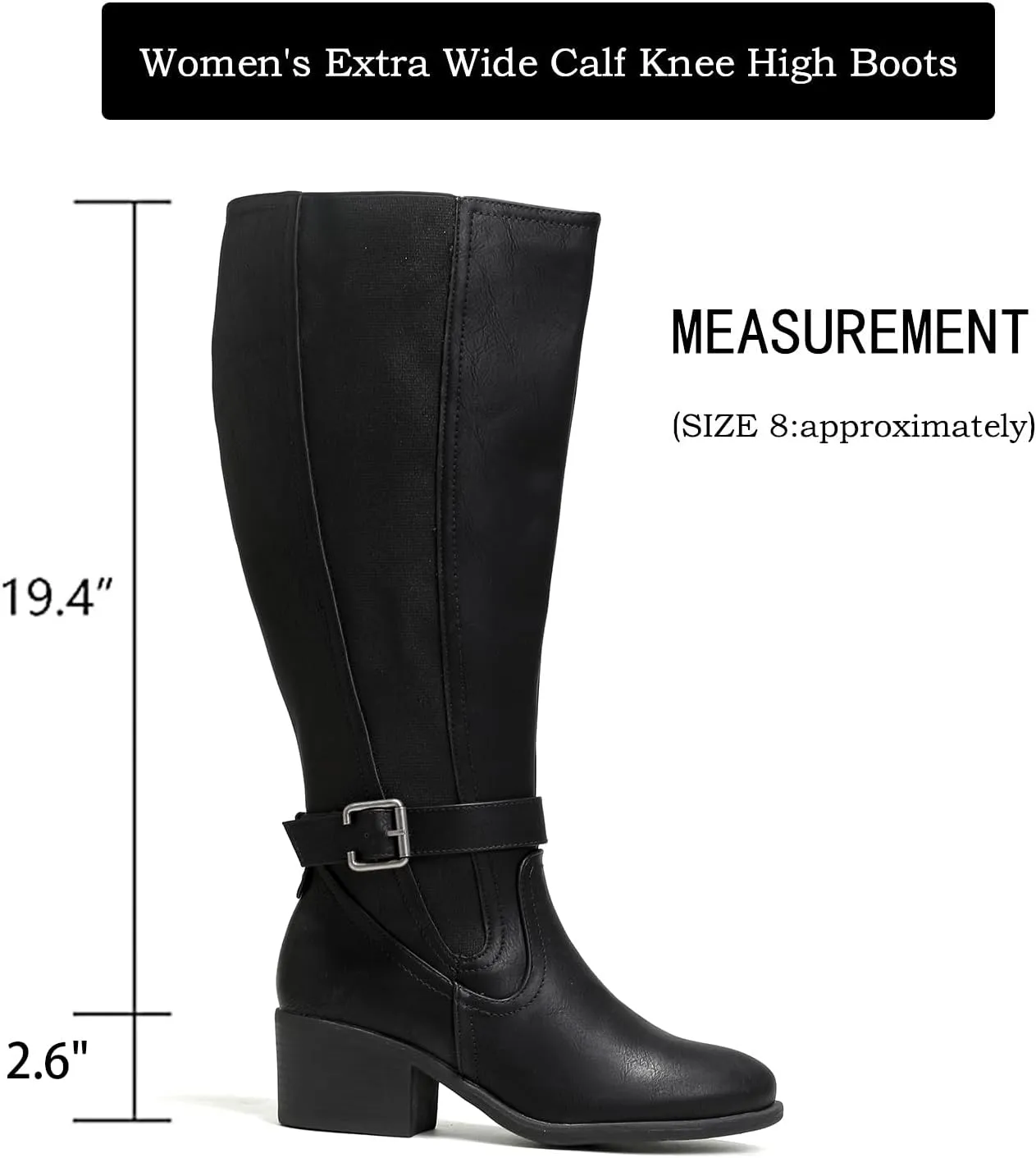 Luoika Women's Extra Wide Calf Knee High Boots, Wide Width Winter Tall Boots.